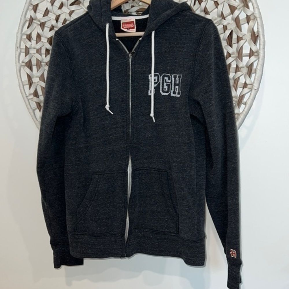 Homage PGH full zip gray hooded sweatshirt size men’s small